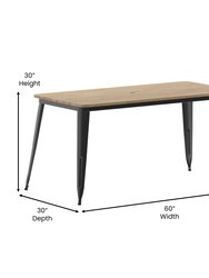 Dryden Indoor/Outdoor Dining Table With Umbrella Hole, 30" x 60" All Weather Poly Resin Top And Steel Base