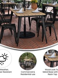 Dryden Indoor/Outdoor Dining Table With Umbrella Hole, 30" x 60" All Weather Poly Resin Top And Steel Base
