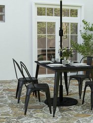 Dryden Indoor/Outdoor Dining Table With Umbrella Hole, 30" x 60" All Weather Poly Resin Top And Steel Base - Black