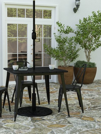 Merrick Lane Dryden Indoor/Outdoor Dining Table With Umbrella Hole, 36" Square All Weather Poly Resin Top And Steel Base product