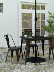 Dryden Indoor/Outdoor Dining Table With Umbrella Hole, 36" Square All Weather Poly Resin Top And Steel Base - Black