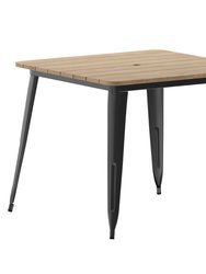 Dryden Indoor/Outdoor Dining Table With Umbrella Hole, 36" Square All Weather Poly Resin Top And Steel Base