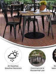 Dryden Indoor/Outdoor Dining Table With Umbrella Hole, 36" Square All Weather Poly Resin Top And Steel Base