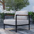 Eastport Outdoor Accent Chair with Removable Beige Fabric Cushions and Black Teak Accented Aluminum Frame