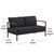 Eastport Outdoor Loveseat with Removable Charcoal Fabric Cushions and Black Teak Accented Aluminum Frame