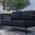 Eastport Outdoor Loveseat with Removable Charcoal Fabric Cushions and Black Teak Accented Aluminum Frame