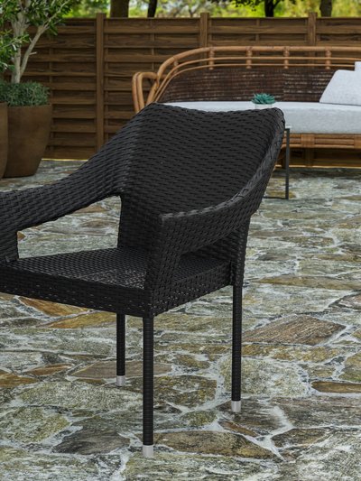 Merrick Lane Eldon Weather Resistant Indoor/Outdoor Stacking Patio Dining Chair With Steel Frame And PE Rattan product