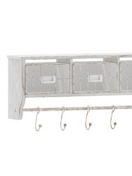 Enid Wall Mount 24" Solid Pine Wood Storage Rack In Whitwashed