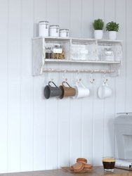 Enid Wall Mount 24" Solid Pine Wood Storage Rack In Whitwashed - Whitewashed