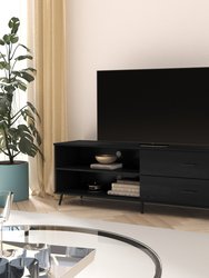 Erikson Mid-Century Modern TV Stand For TV's Up To 60" With Adjustable Shelf And Two Drawers In Black - Black