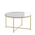 Fairdale Glass Coffee Table with Round Brushed Gold Cross Brace Frame