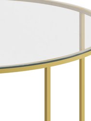 Fairdale Glass Coffee Table with Round Brushed Gold Cross Brace Frame