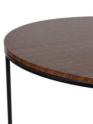 Fairdale Walnut Coffee Table with Round Matte Black Cross Brace Frame