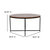 Fairdale Walnut Coffee Table with Round Matte Black Cross Brace Frame