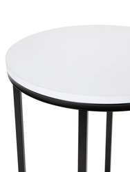 Fairdale White End Table with Round Matte Black Cross Brace Frame