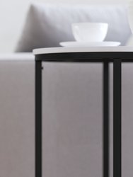 Fairdale White End Table with Round Matte Black Cross Brace Frame