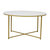 Fairdale White Marble Finish Coffee Table with Round Brushed Gold Cross Brace Frame