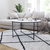 Fairdale White Marble Finish Coffee Table with Round Matte Black Cross Brace Frame