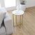 Fairdale White Marble Finish End Table with Round Brushed Gold Cross Brace Frame - White Marble