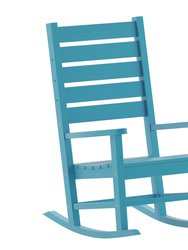 Fielder Contemporary Rocking Chair, All-Weather HDPE Indoor/Outdoor Rocker - Blue - Blue
