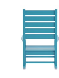 Fielder Contemporary Rocking Chair, All-Weather HDPE Indoor/Outdoor Rocker - Blue