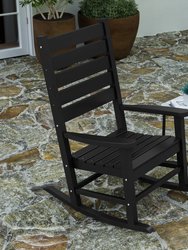 Fielder Contemporary Rocking Chair, All-Weather HDPE Indoor/Outdoor Rocker In Black