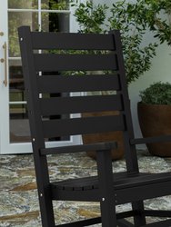 Fielder Contemporary Rocking Chair, All-Weather HDPE Indoor/Outdoor Rocker In Black