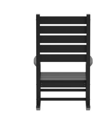 Fielder Contemporary Rocking Chair, All-Weather HDPE Indoor/Outdoor Rocker In Black