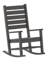 Fielder Contemporary Rocking Chair, All-Weather HDPE Indoor/Outdoor Rocker In Gray - Grey