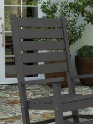 Fielder Contemporary Rocking Chair, All-Weather HDPE Indoor/Outdoor Rocker In Gray