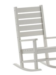 Fielder Contemporary Rocking Chair, All-Weather HDPE Indoor/Outdoor Rocker In White - White Finish