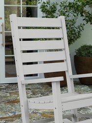 Fielder Contemporary Rocking Chair, All-Weather HDPE Indoor/Outdoor Rocker In White