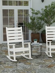 Fielder Set Of 2 Contemporary Rocking Chairs, All-Weather HDPE Indoor/Outdoor Rockers - White