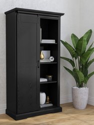 Finnoula 36" Wide Farmhouse Storage Cabinet, Semi-Open Storage With Sliding Barn Door - Black