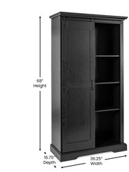 Finnoula 36" Wide Farmhouse Storage Cabinet, Semi-Open Storage With Sliding Barn Door