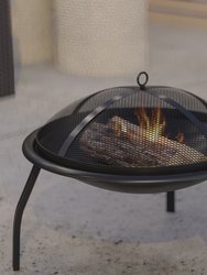 Folding Wood Burning Outdoor Fire Pit - Black