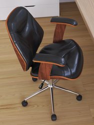 Frederick Mid-Back Ergonomic Office Chair Executive Swivel Bentwood Frame Desk Chair