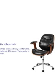 Frederick Mid-Back Ergonomic Office Chair Executive Swivel Bentwood Frame Desk Chair