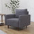 Garibaldi Mid-Century Modern Armchair With Tufted Faux Linen Upholstery And Solid Wood Legs - Dark Gray