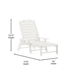 Gaylord Adjustable Adirondack Lounger With Cup Holder- All-Weather Indoor/Outdoor HDPE Lounge Chair