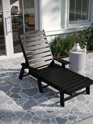 Gaylord Set Of 2 Adjustable Adirondack Loungers With Cup Holders- All-Weather Indoor/Outdoor HDPE Lounge Chairs In Black