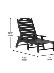 Gaylord Set Of 2 Adjustable Adirondack Loungers With Cup Holders- All-Weather Indoor/Outdoor HDPE Lounge Chairs In Black
