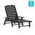 Gaylord Set Of 2 Adjustable Adirondack Loungers With Cup Holders- All-Weather Indoor/Outdoor HDPE Lounge Chairs In Black - Black