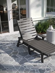 Gaylord Set Of 2 Adjustable Adirondack Loungers With Cup Holders- All-Weather Indoor/Outdoor HDPE Lounge Chairs In Gray