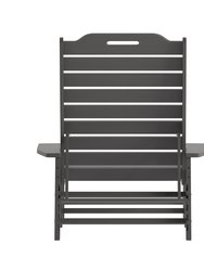 Gaylord Set Of 2 Adjustable Adirondack Loungers With Cup Holders- All-Weather Indoor/Outdoor HDPE Lounge Chairs In Gray