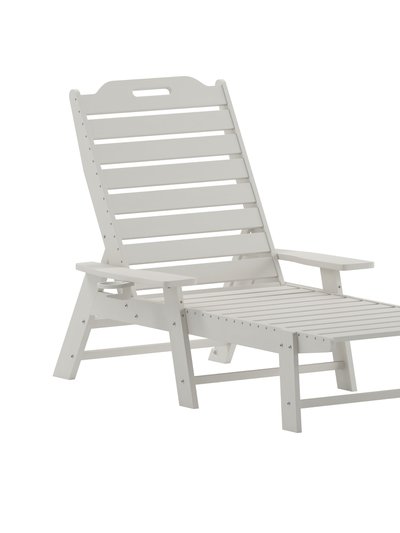 Merrick Lane Gaylord Set Of 2 Adjustable Adirondack Loungers With Cup Holders- All-Weather Indoor/Outdoor HDPE Lounge Chairs In White product