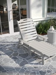 Gaylord Set Of 2 Adjustable Adirondack Loungers With Cup Holders- All-Weather Indoor/Outdoor HDPE Lounge Chairs In White
