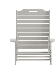 Gaylord Set Of 2 Adjustable Adirondack Loungers With Cup Holders- All-Weather Indoor/Outdoor HDPE Lounge Chairs In White