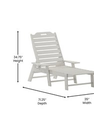 Gaylord Set Of 2 Adjustable Adirondack Loungers With Cup Holders- All-Weather Indoor/Outdoor HDPE Lounge Chairs In White