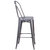 Geralt 30" Modern Bar Height Stool with Powder Coated Metal Frame in Clear Coated Finish for Indoor Use